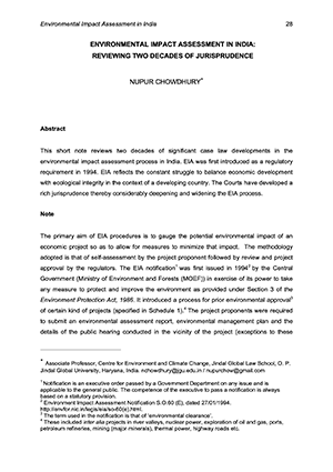 Environmental Impact Assessment in India: Reviewing Two Decades of Jurisprudence