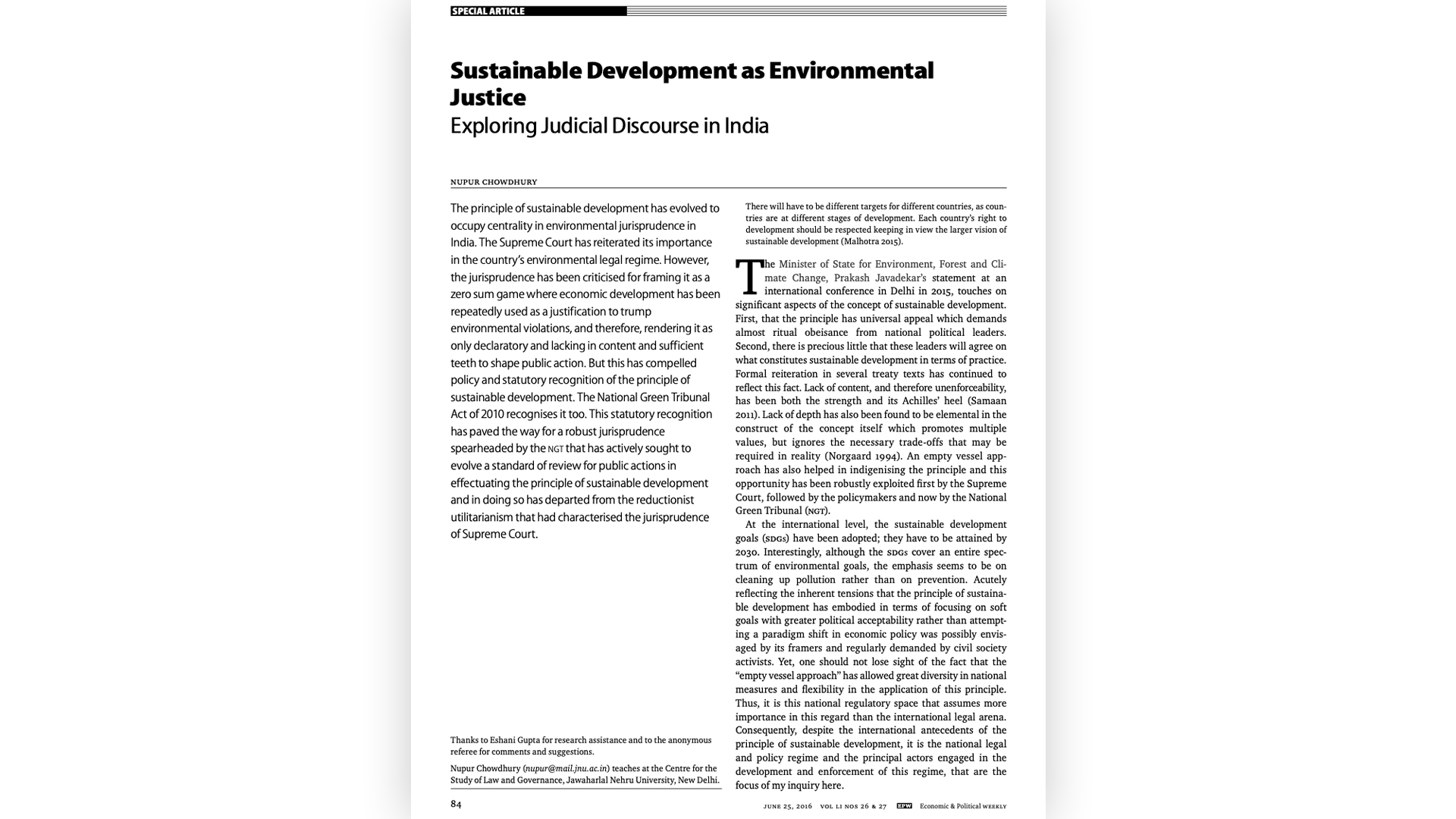 Sustainable Development as Environmental Justice