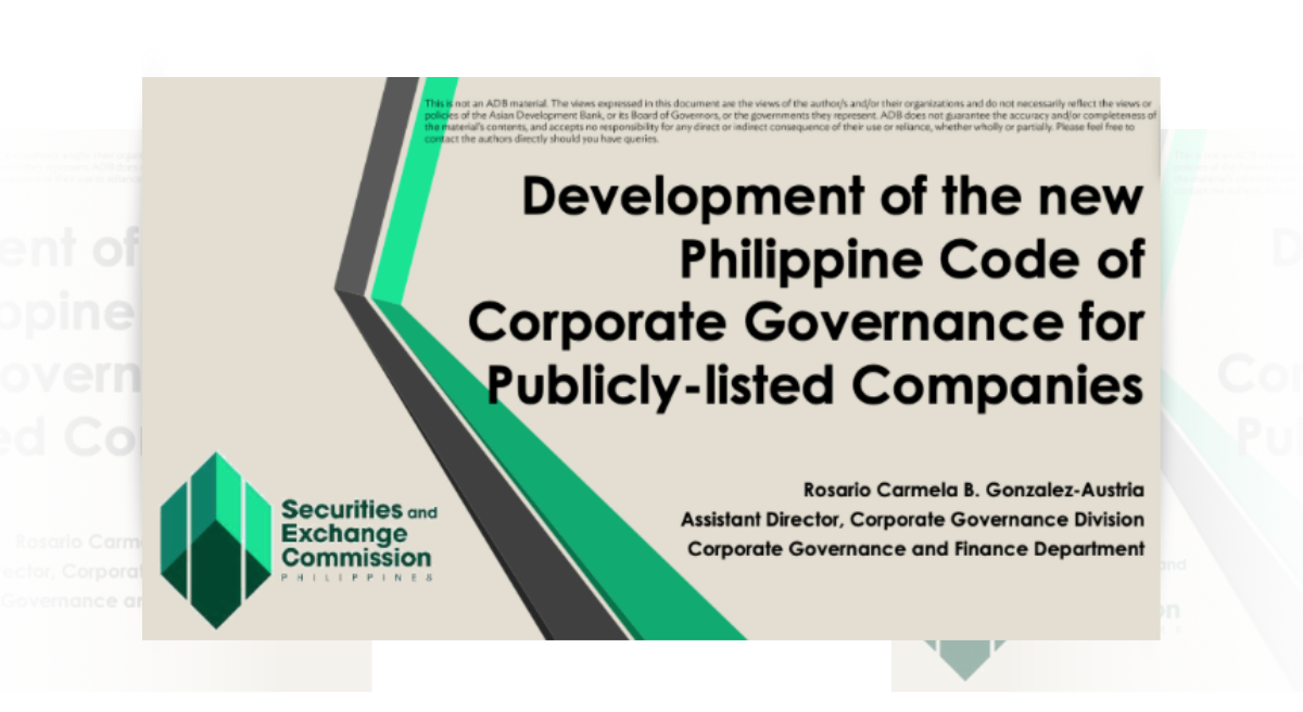 Development of the New Philippine Code of Corporate Governance for Publicly-Listed Companies