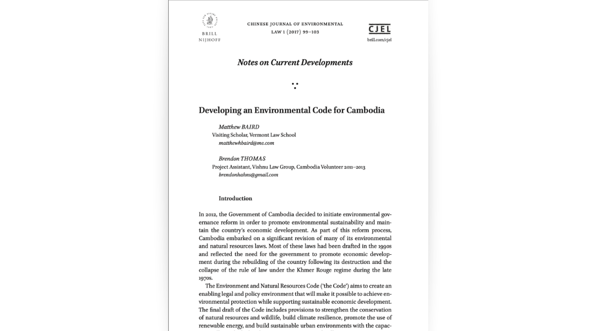 Developing an Environmental Code of Cambodia