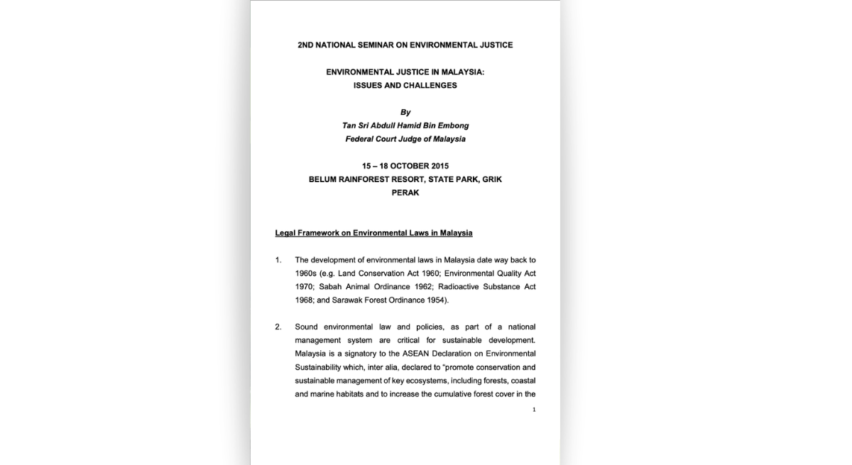 Environmental Justice in Malaysia: Issues and Challenges