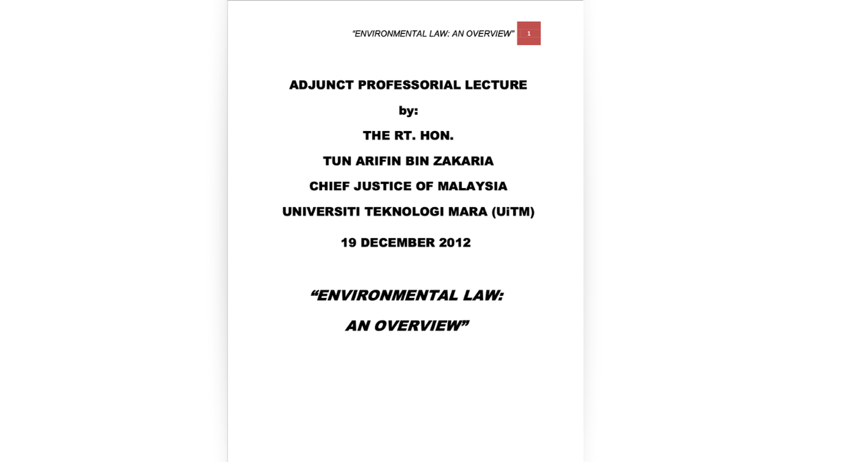 Environmental Law: An Overview