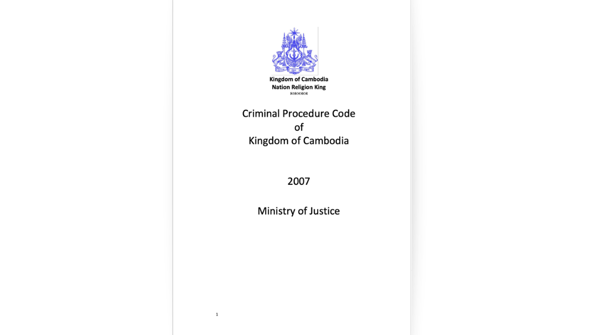 Criminal Procedure Code of Kingdom of Cambodia