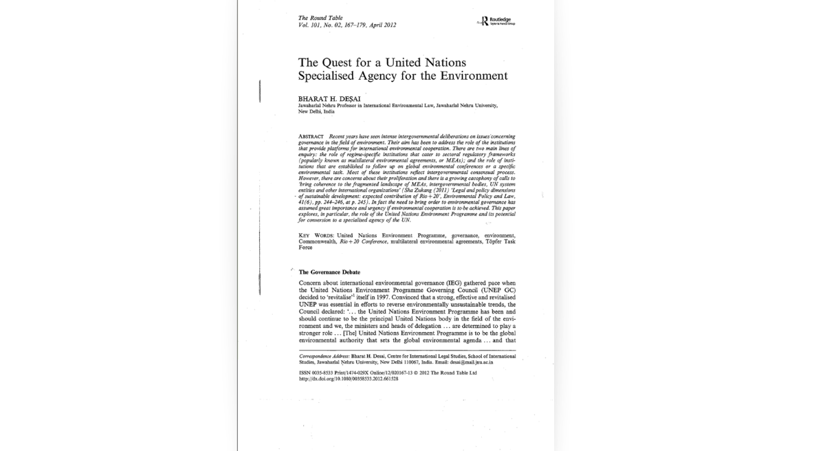 The Quest for a United Nations Specialised Agency for the Environment