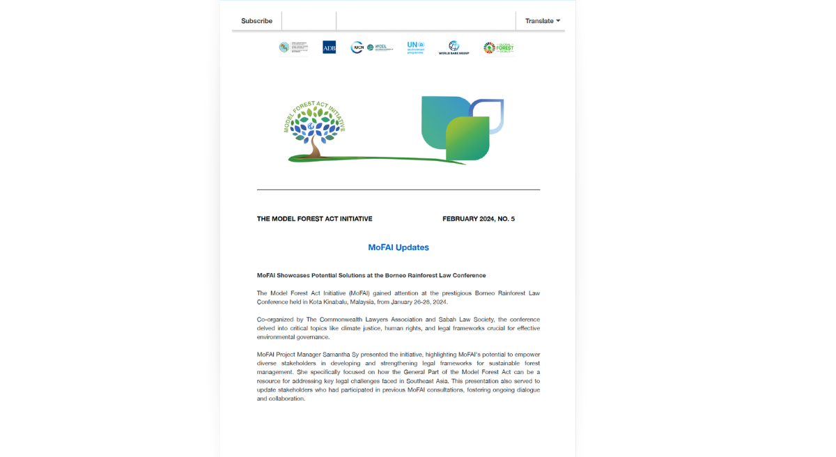 The MoFAI (Model Forest Act Initiative) Newsletters February 2024, NO. 5