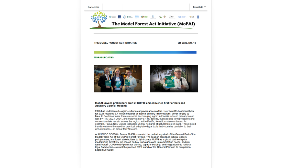 The MoFAI (Model Forest Act Initiative) Newsletters Q1, 2026 NO. 15