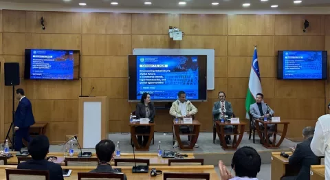 Experts Feruza Djabbarova, Azamov Muzaffar Ruxolaevich, Frank Ludwin Schaefer, and Shiyu He at the opening panel.