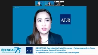 Gretchen Aquino speaks via Zoom during the Side Event on Powering the Digital Economy.
