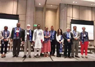 Justices from Bangladesh, India, Maldives, Nepal, Pakistan and Sri Lanka with the President of Global Judicial Institute on the Environment,      Principal Counsel Christina Pak and ADB Consultant Briony Eales.