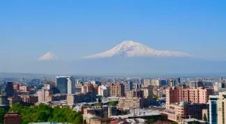 Yerevan against Mt. Ararat on the background (Photo by Gor Davtyan/Unsplash).